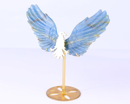 Nicedony 5.1" Blue Onyx Hand Carved Crystal Eagle Wings Sculpture - View 10