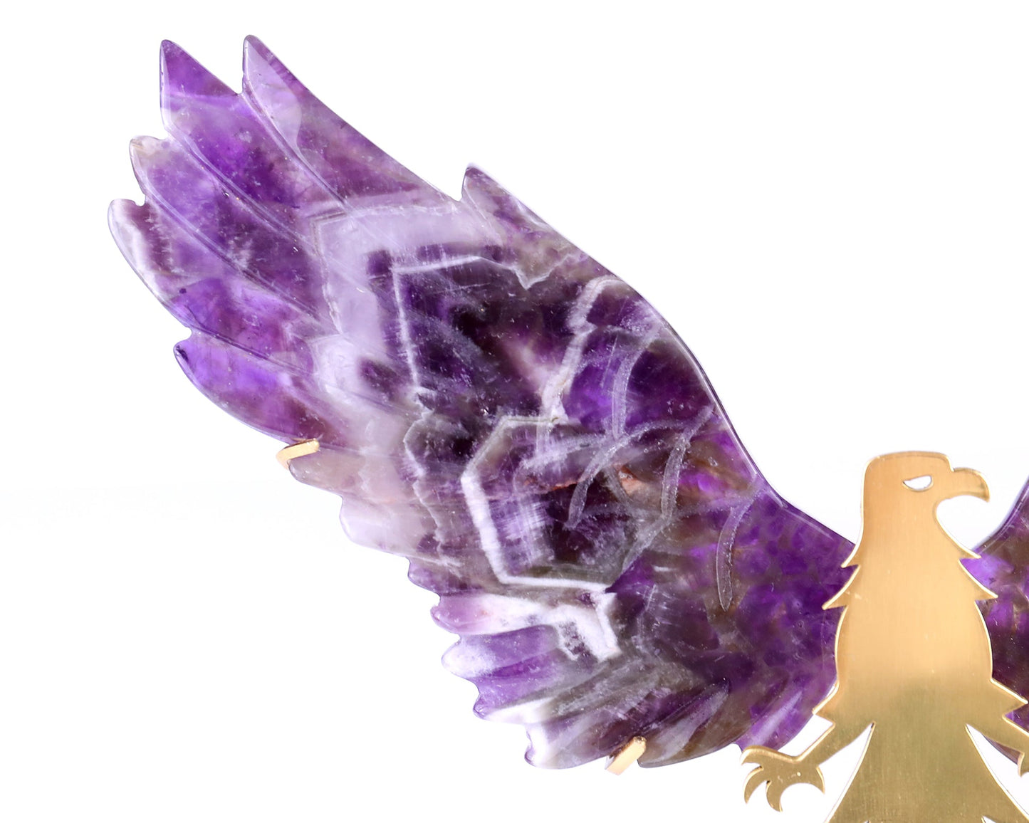 Nicedony 5.1" Dream Amethyst Hand Carved Eagle Wings Sculpture - View 3