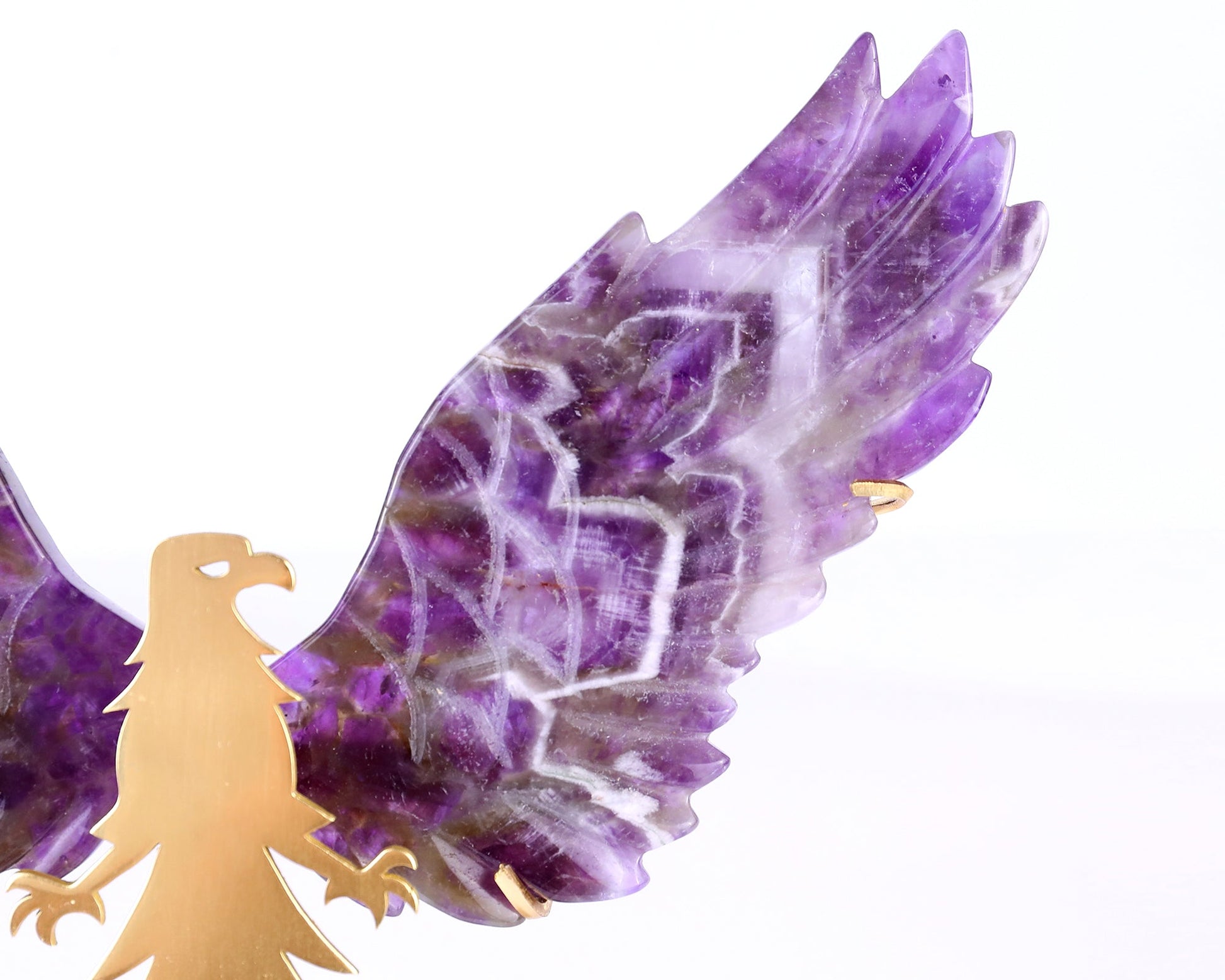 Nicedony 5.1" Dream Amethyst Hand Carved Eagle Wings Sculpture - View 2