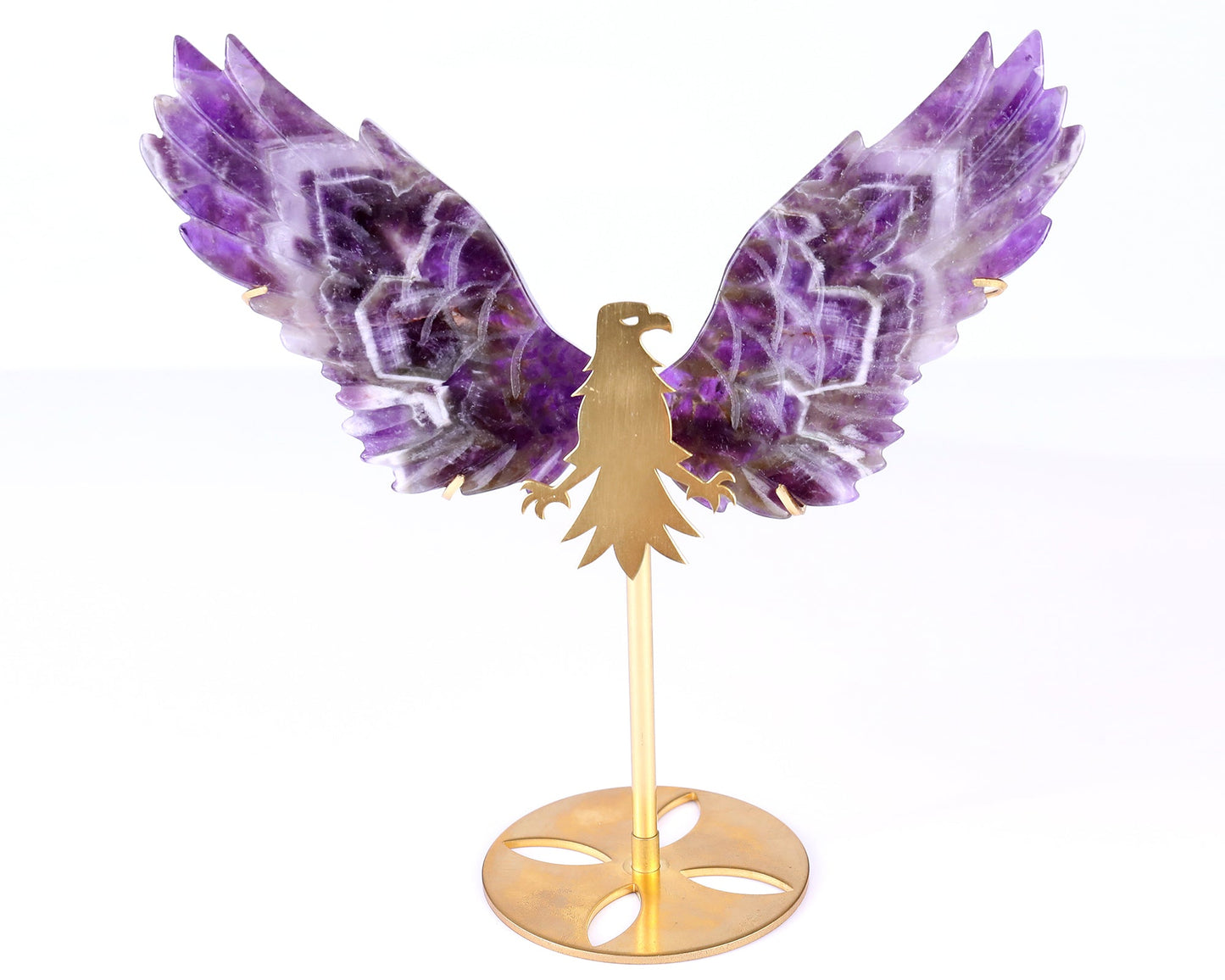 Nicedony 5.1" Dream Amethyst Hand Carved Eagle Wings Sculpture