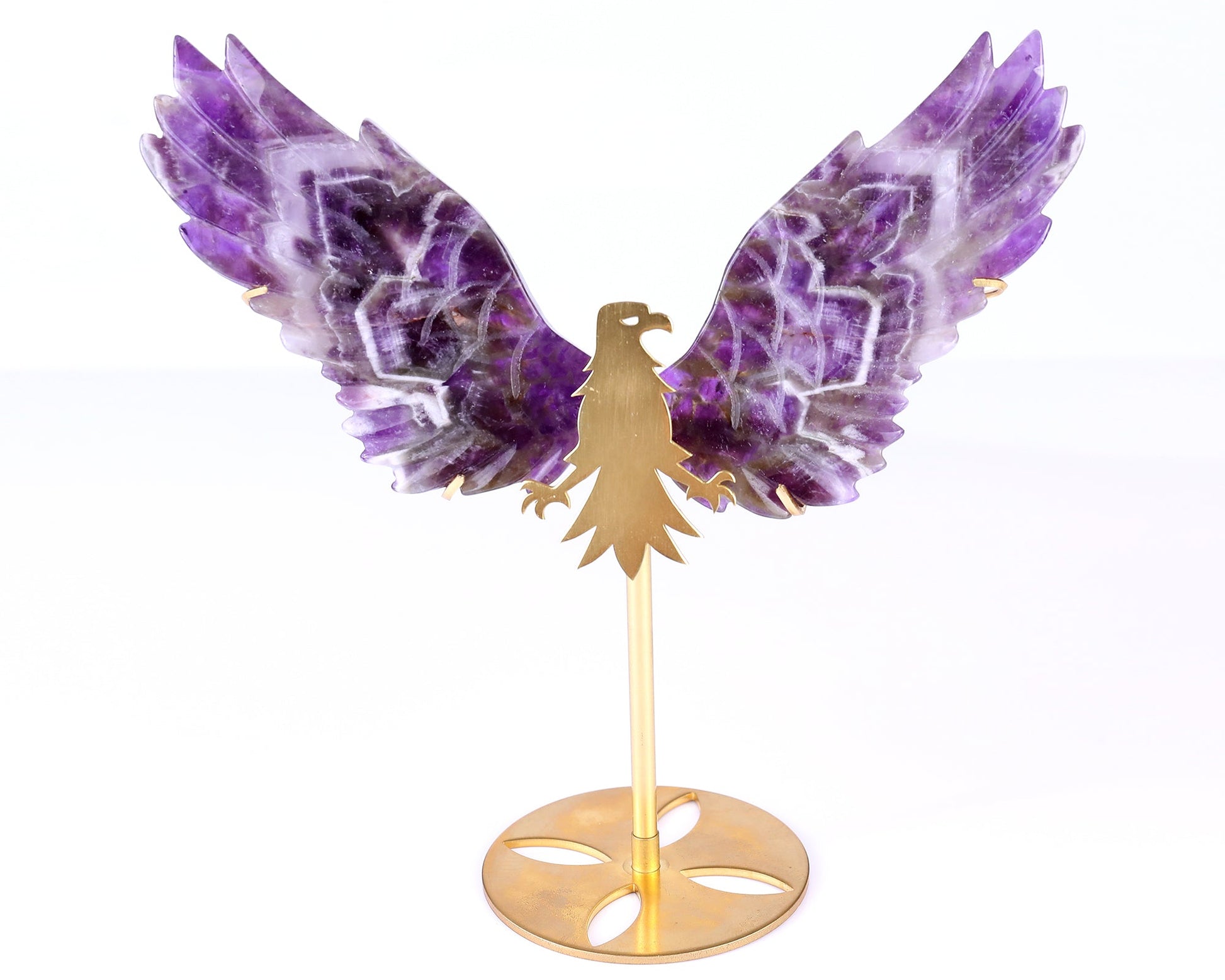 Nicedony 5.1" Dream Amethyst Hand Carved Eagle Wings Sculpture