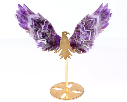 Nicedony 5.1" Dream Amethyst Hand Carved Eagle Wings Sculpture