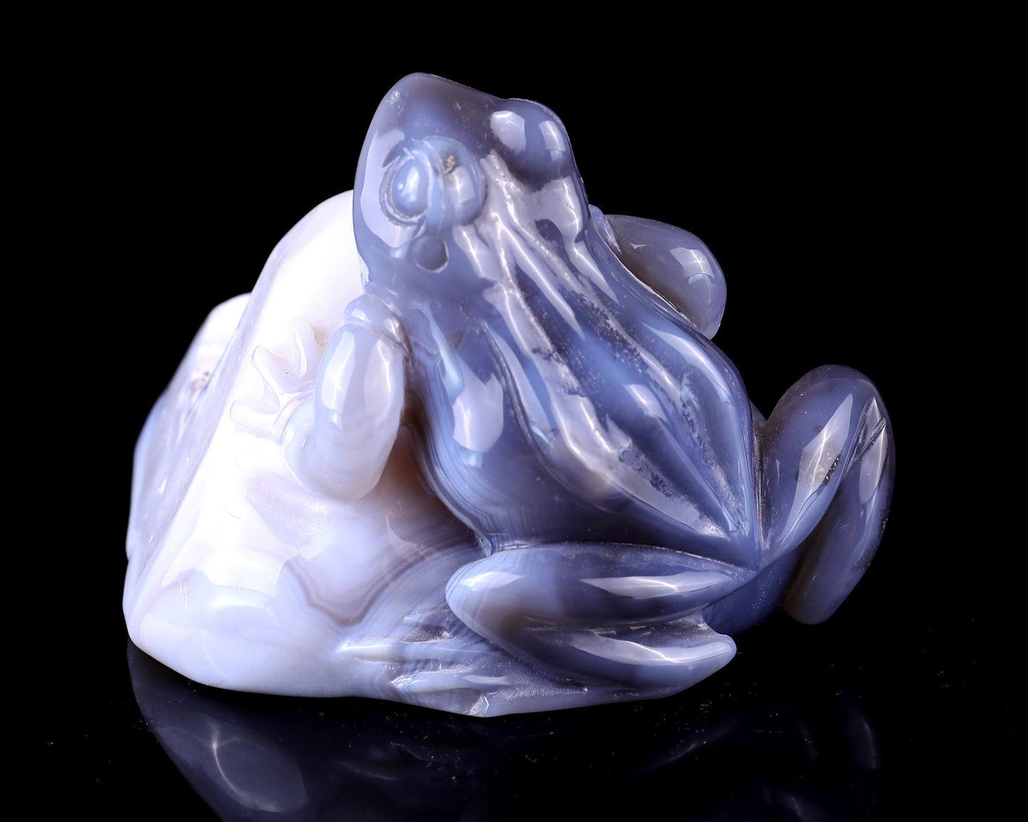 Nicedony 5.1" Geode Agate Hand Carved Crystal Frog Sculpture - View 6