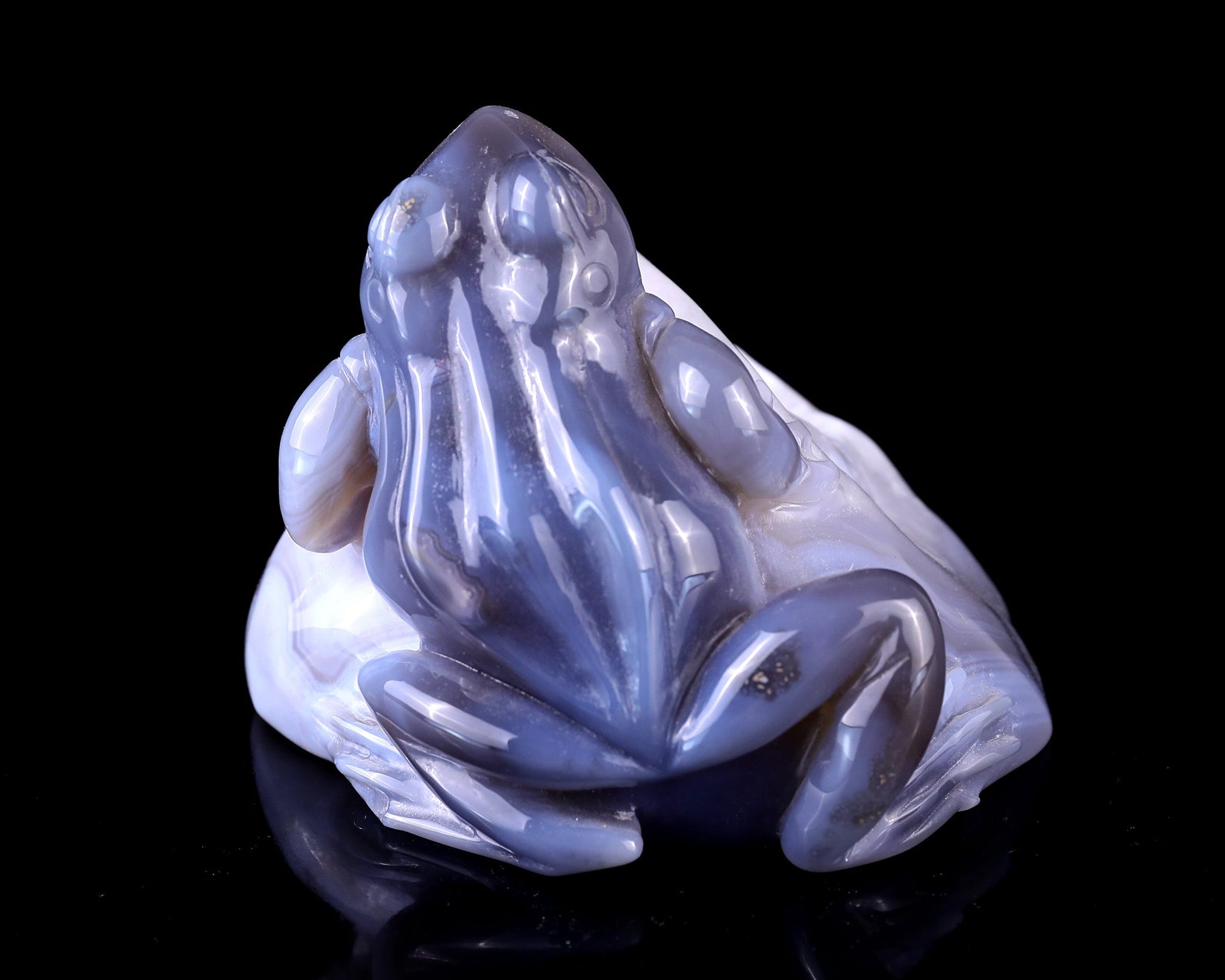 Nicedony 5.1" Geode Agate Hand Carved Crystal Frog Sculpture - View 5