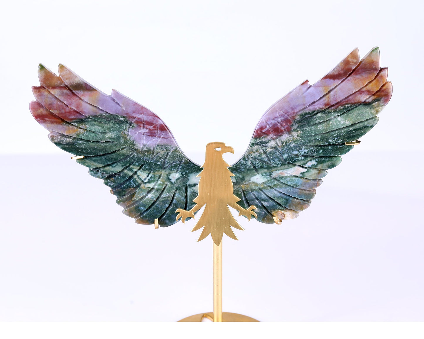 Nicedony 5.1" Indian Agate Hand Carved Crystal Eagle Wings Sculpture - View 2