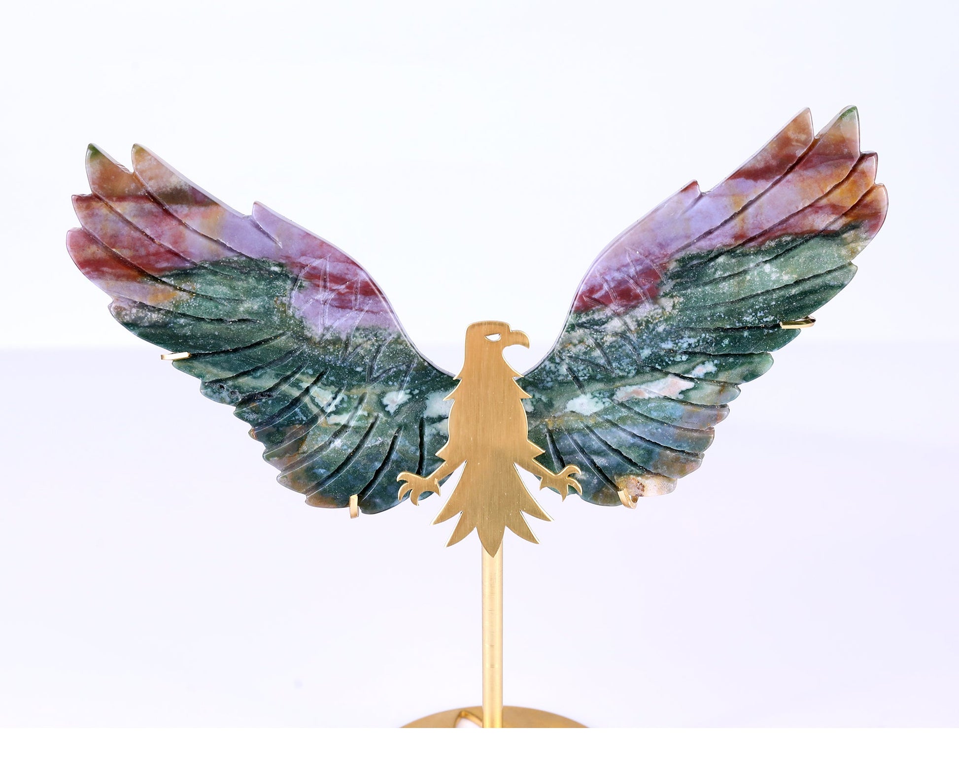 Nicedony 5.1" Indian Agate Hand Carved Crystal Eagle Wings Sculpture - View 2