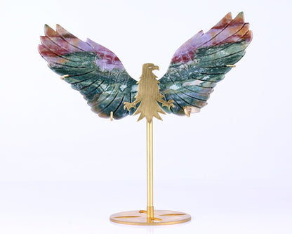 Nicedony 5.1" Indian Agate Hand Carved Crystal Eagle Wings Sculpture - View 4