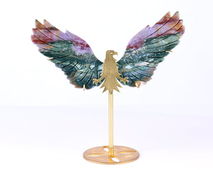 Nicedony 5.1" Indian Agate Hand Carved Crystal Eagle Wings Sculpture - View 3