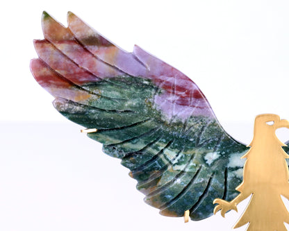Nicedony 5.1" Indian Agate Hand Carved Crystal Eagle Wings Sculpture - View 6