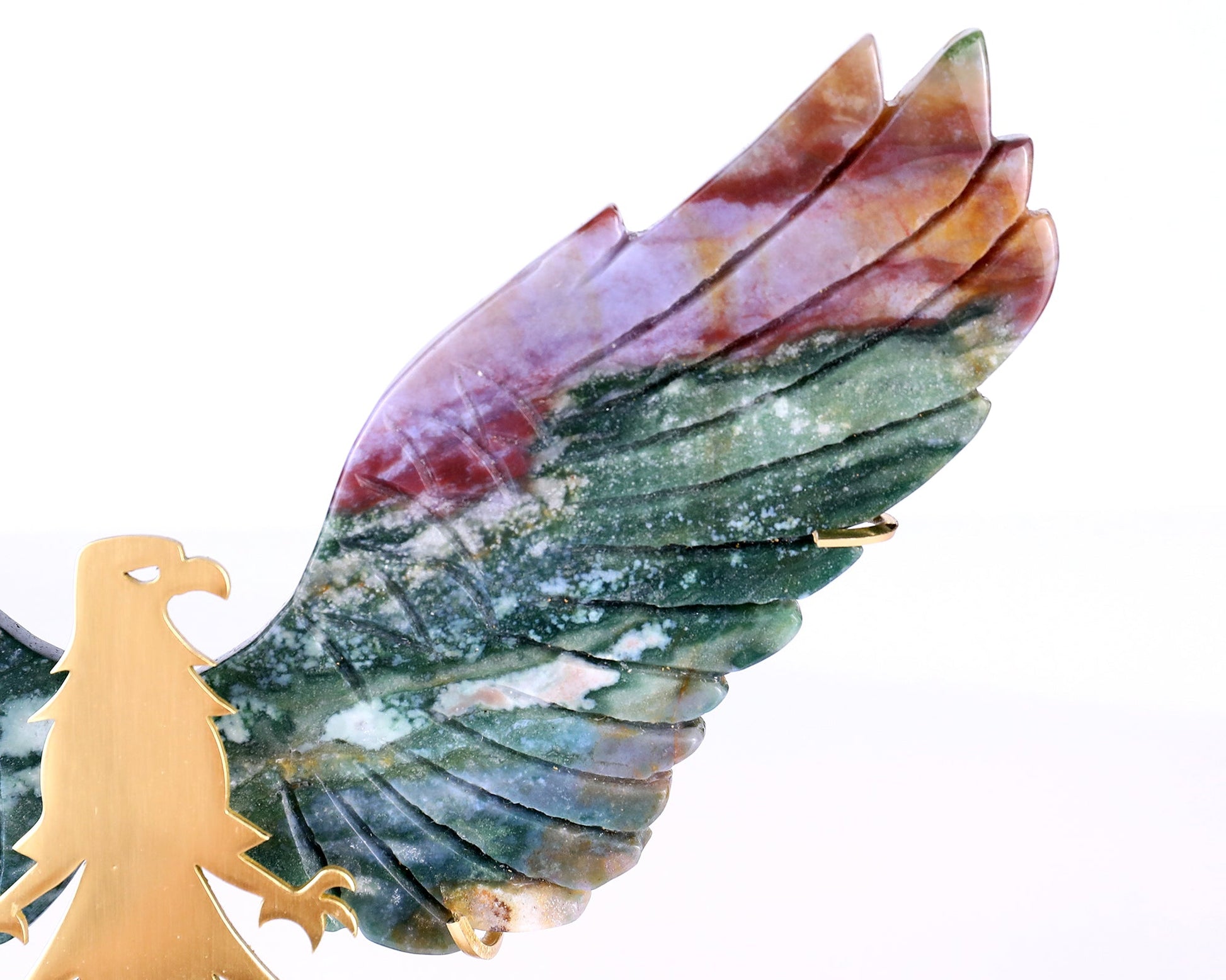 Nicedony 5.1" Indian Agate Hand Carved Crystal Eagle Wings Sculpture - View 5