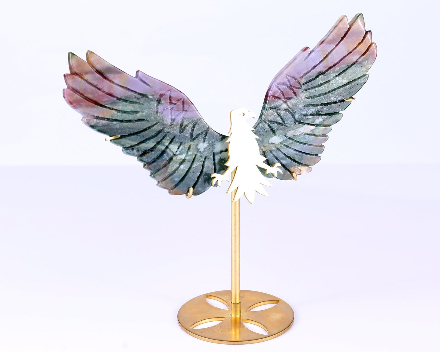Nicedony 5.1" Indian Agate Hand Carved Crystal Eagle Wings Sculpture - View 7