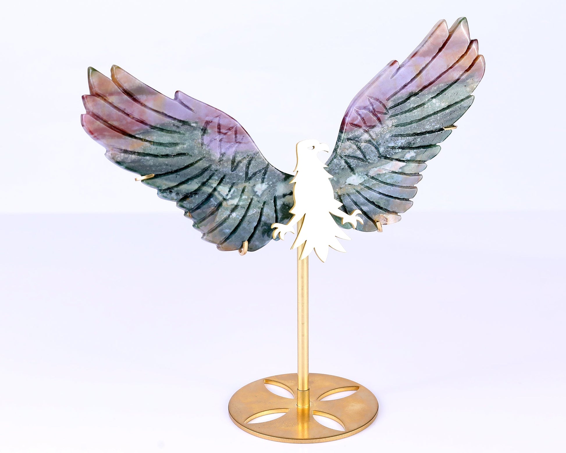 Nicedony 5.1" Indian Agate Hand Carved Crystal Eagle Wings Sculpture - View 7