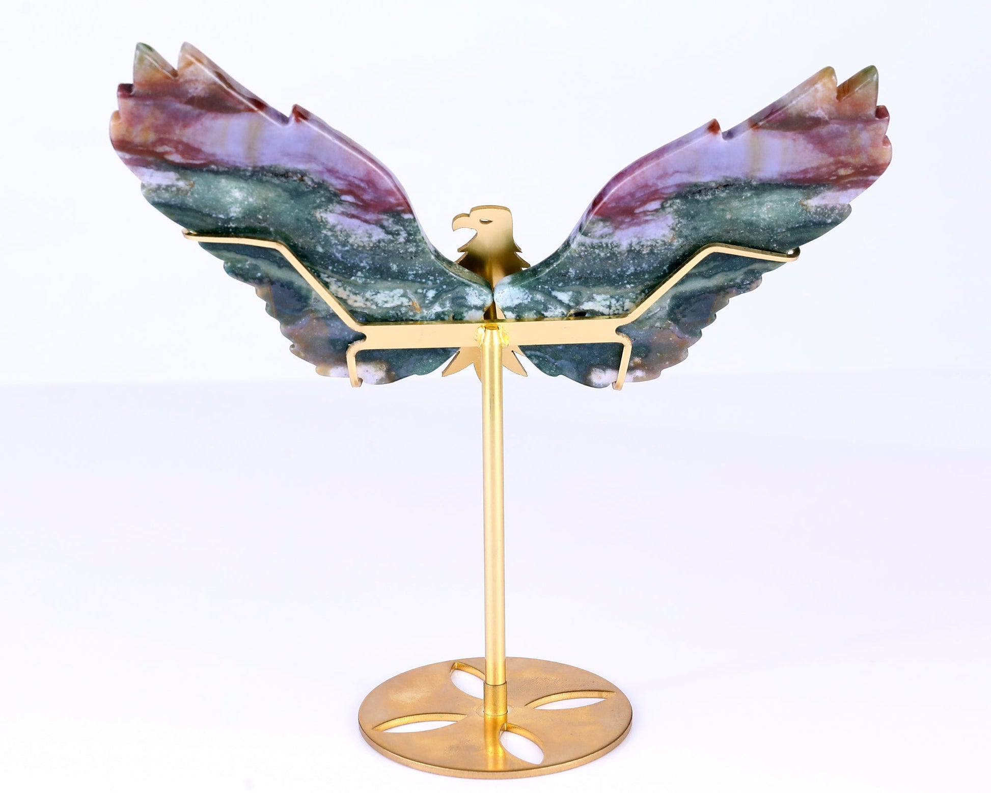 Nicedony 5.1" Indian Agate Hand Carved Crystal Eagle Wings Sculpture - View 9