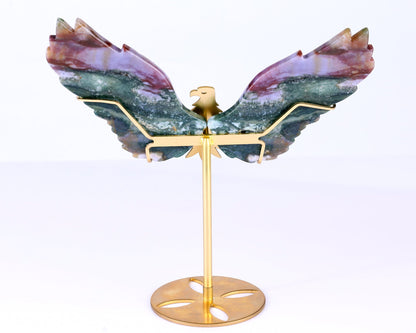 Nicedony 5.1" Indian Agate Hand Carved Crystal Eagle Wings Sculpture - View 9