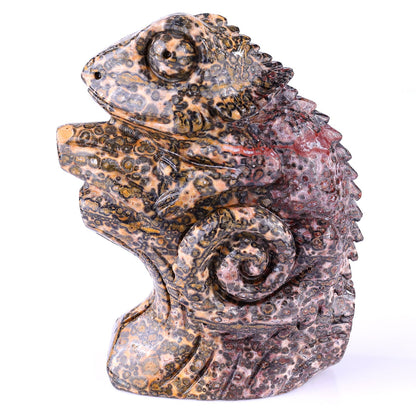 Nicedony 5.1" Leopard Skin Jasper Hand Carved Crystal Lizard Sculpture - View 6
