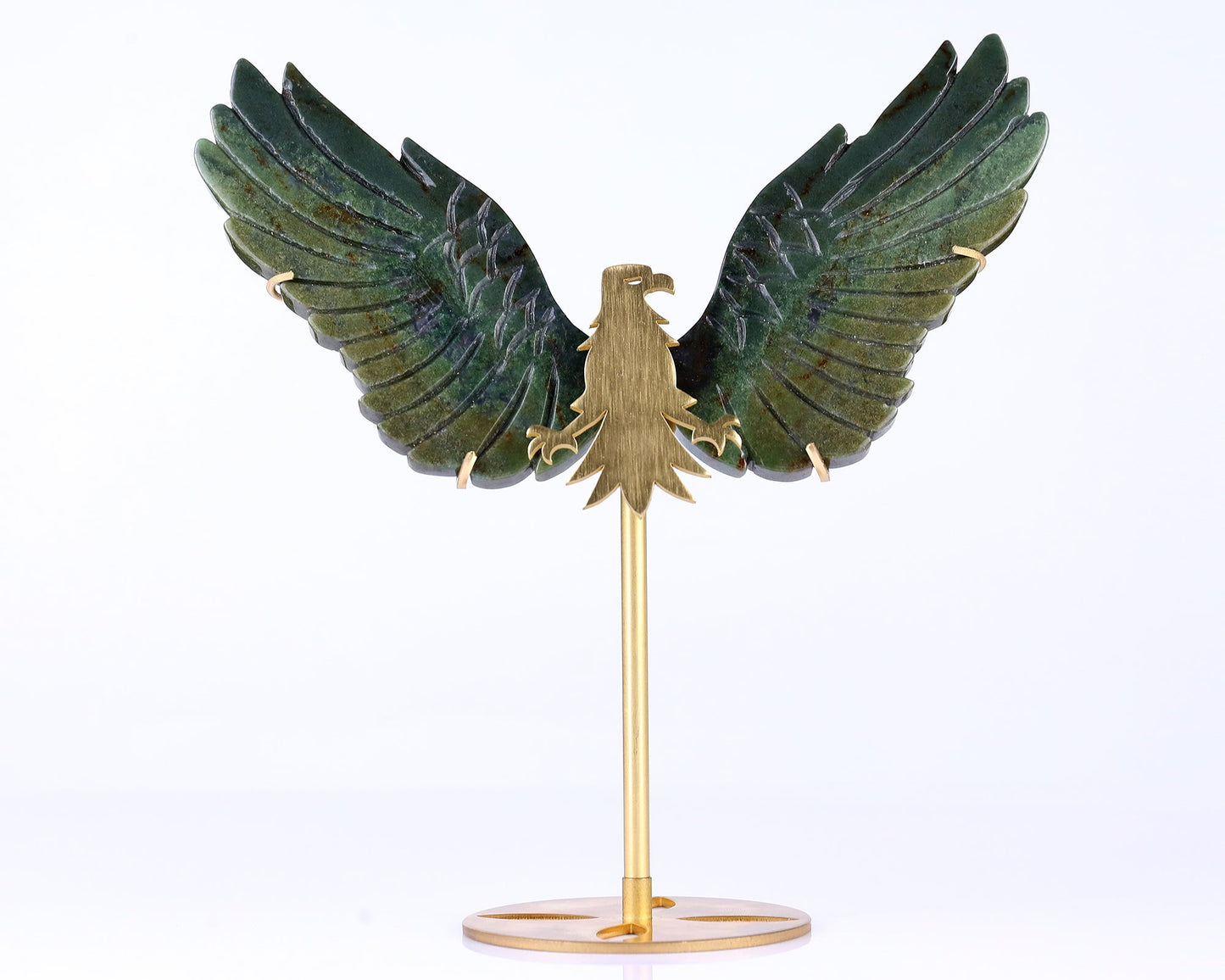 Nicedony 5.1" Moss Agate Hand Carved Crystal Eagle Wings Sculpture - View 4