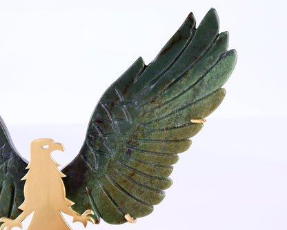 Nicedony 5.1" Moss Agate Hand Carved Crystal Eagle Wings Sculpture - View 5