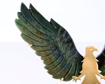 Nicedony 5.1" Moss Agate Hand Carved Crystal Eagle Wings Sculpture - View 6