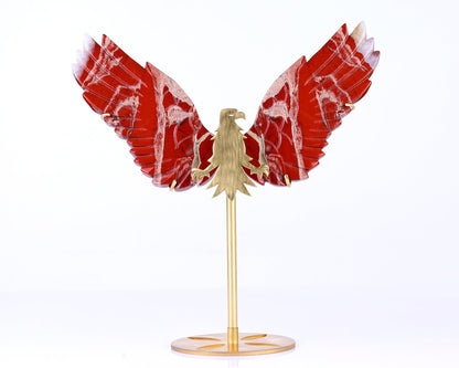 Nicedony 5.1" Red Jasper Hand Carved Crystal Eagle Wings Sculpture - View 4