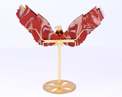 Nicedony 5.1" Red Jasper Hand Carved Crystal Eagle Wings Sculpture - View 9