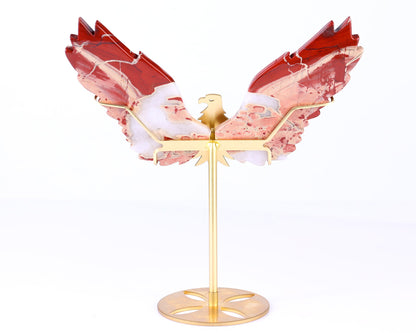 Nicedony 5.1" Red Jasper Hand Carved Crystal Eagle Wings Sculpture - View 19