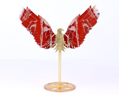 Nicedony 5.1" Red Jasper Hand Carved Crystal Eagle Wings Sculpture - View 3