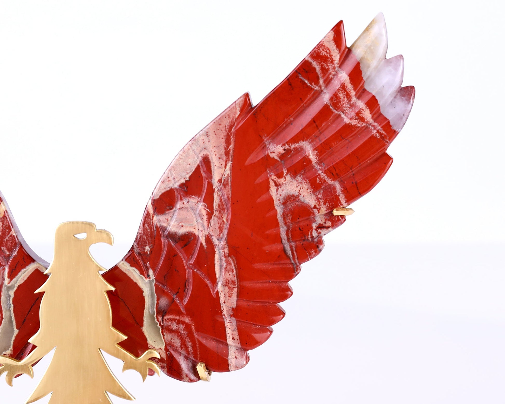 Nicedony 5.1" Red Jasper Hand Carved Crystal Eagle Wings Sculpture - View 5