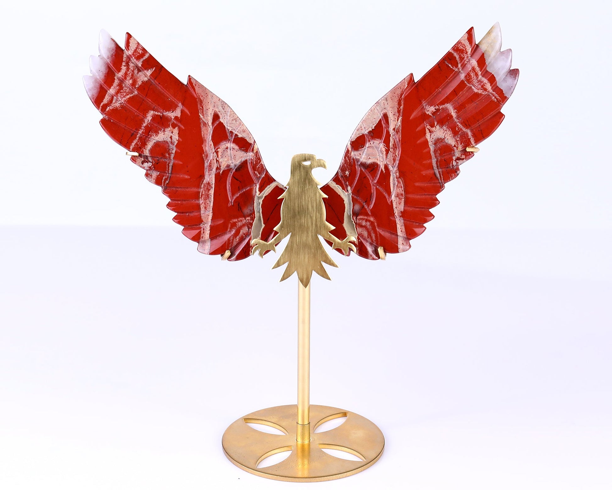 Nicedony 5.1" Red Jasper Hand Carved Crystal Eagle Wings Sculpture - #4100108