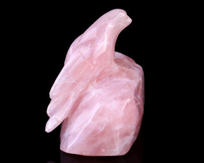 Nicedony 5.1" Rose Quartz Hand Carved Crystal Bird Sculpture
