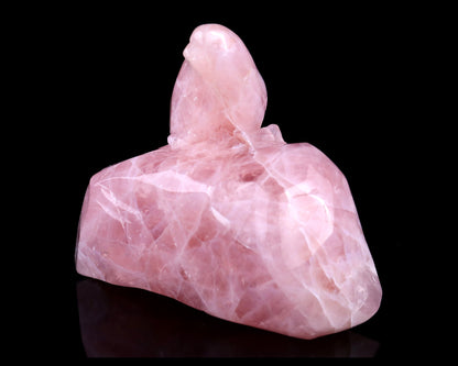 Nicedony 5.1" Rose Quartz Hand Carved Crystal Bird Sculpture - View 7