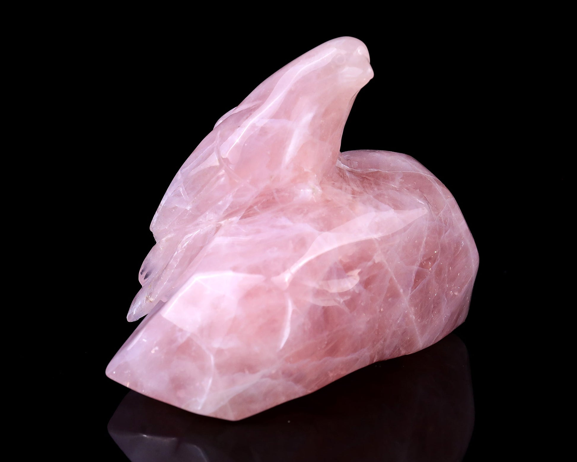 Nicedony 5.1" Rose Quartz Hand Carved Crystal Bird Sculpture - View 2