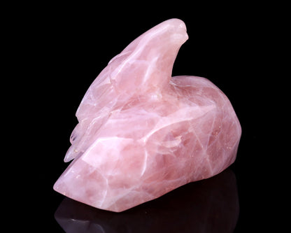 Nicedony 5.1" Rose Quartz Hand Carved Crystal Bird Sculpture - View 2