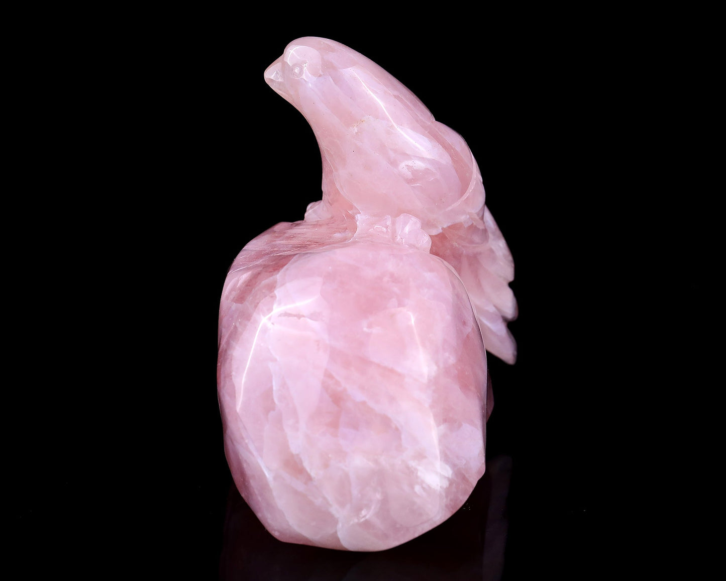 Nicedony 5.1" Rose Quartz Hand Carved Crystal Bird Sculpture - View 4