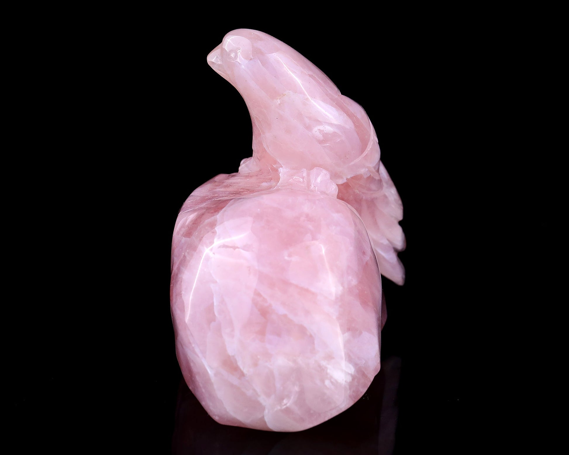 Nicedony 5.1" Rose Quartz Hand Carved Crystal Bird Sculpture - View 4