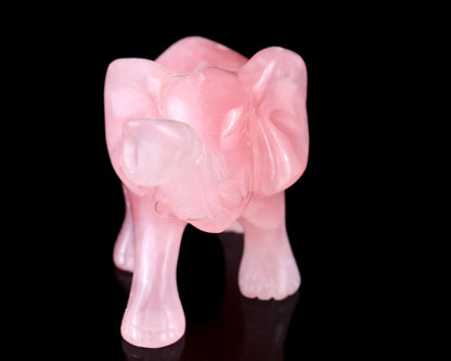Nicedony 5.1" Rose Quartz Hand Carved Crystal Elephant Sculpture - View 2