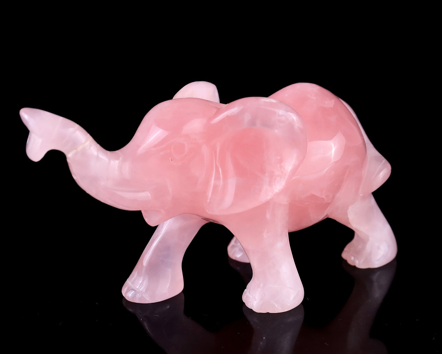 Nicedony 5.1" Rose Quartz Hand Carved Crystal Elephant Sculpture - View 10