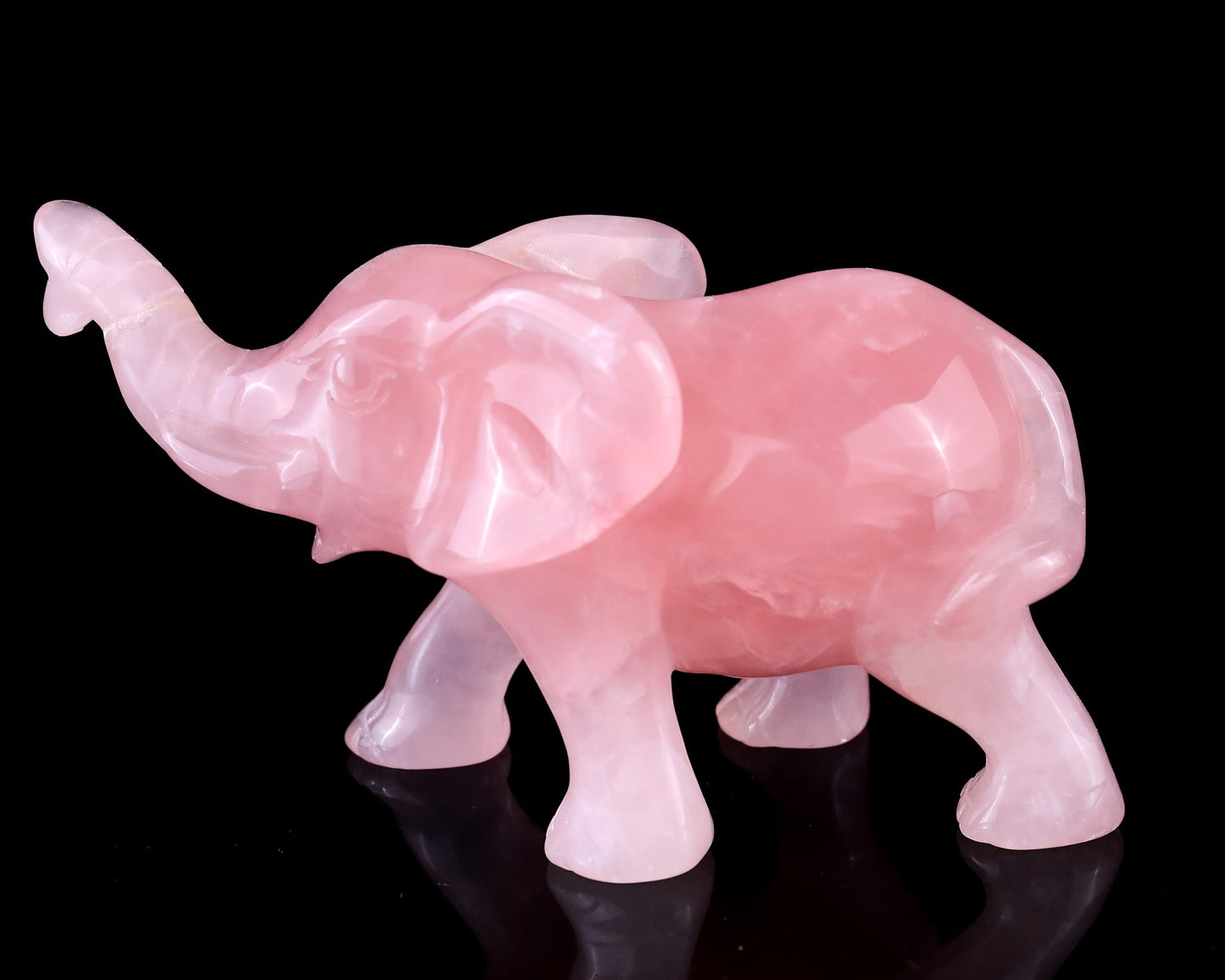 Nicedony 5.1" Rose Quartz Hand Carved Crystal Elephant Sculpture - View 8