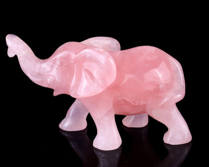 Nicedony 5.1" Rose Quartz Hand Carved Crystal Elephant Sculpture - View 8