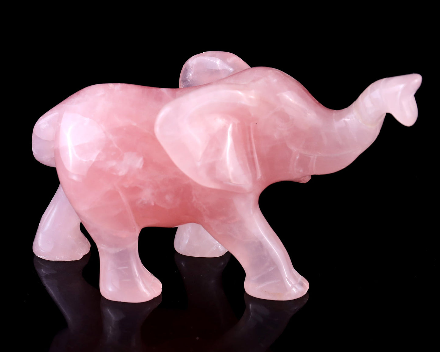Nicedony 5.1" Rose Quartz Hand Carved Crystal Elephant Sculpture - View 4