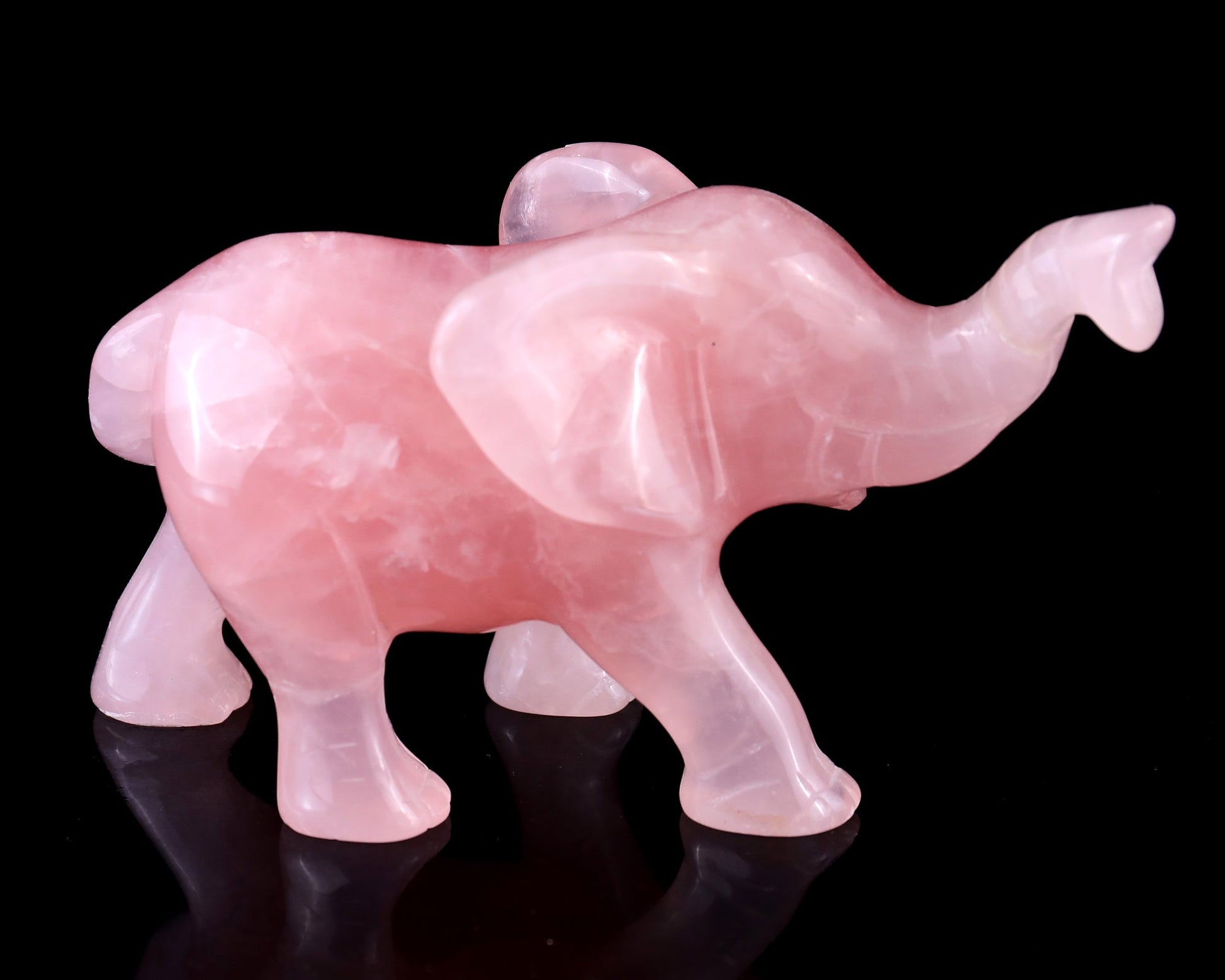 Nicedony 5.1" Rose Quartz Hand Carved Crystal Elephant Sculpture - View 4
