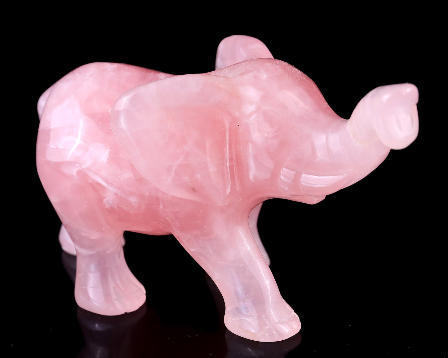 Nicedony 5.1" Rose Quartz Hand Carved Crystal Elephant Sculpture