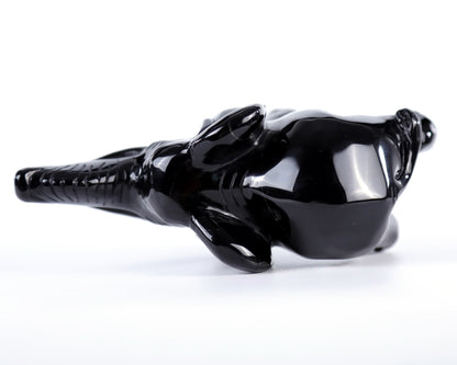 Nicedony 5.2" Black Obsidian Hand Carved Crystal Elephant Sculpture - View 6