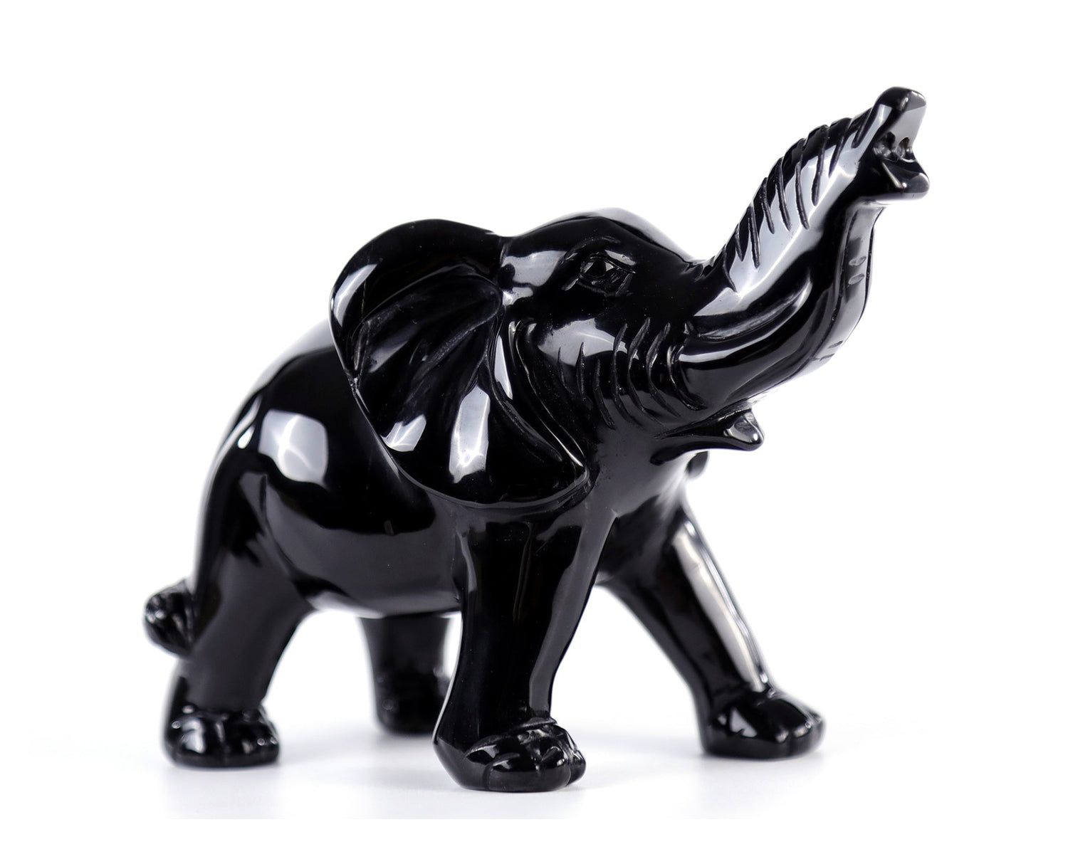 Nicedony 5.2" Black Obsidian Hand Carved Crystal Elephant Sculpture (SKU: 4100002) - Photo 10