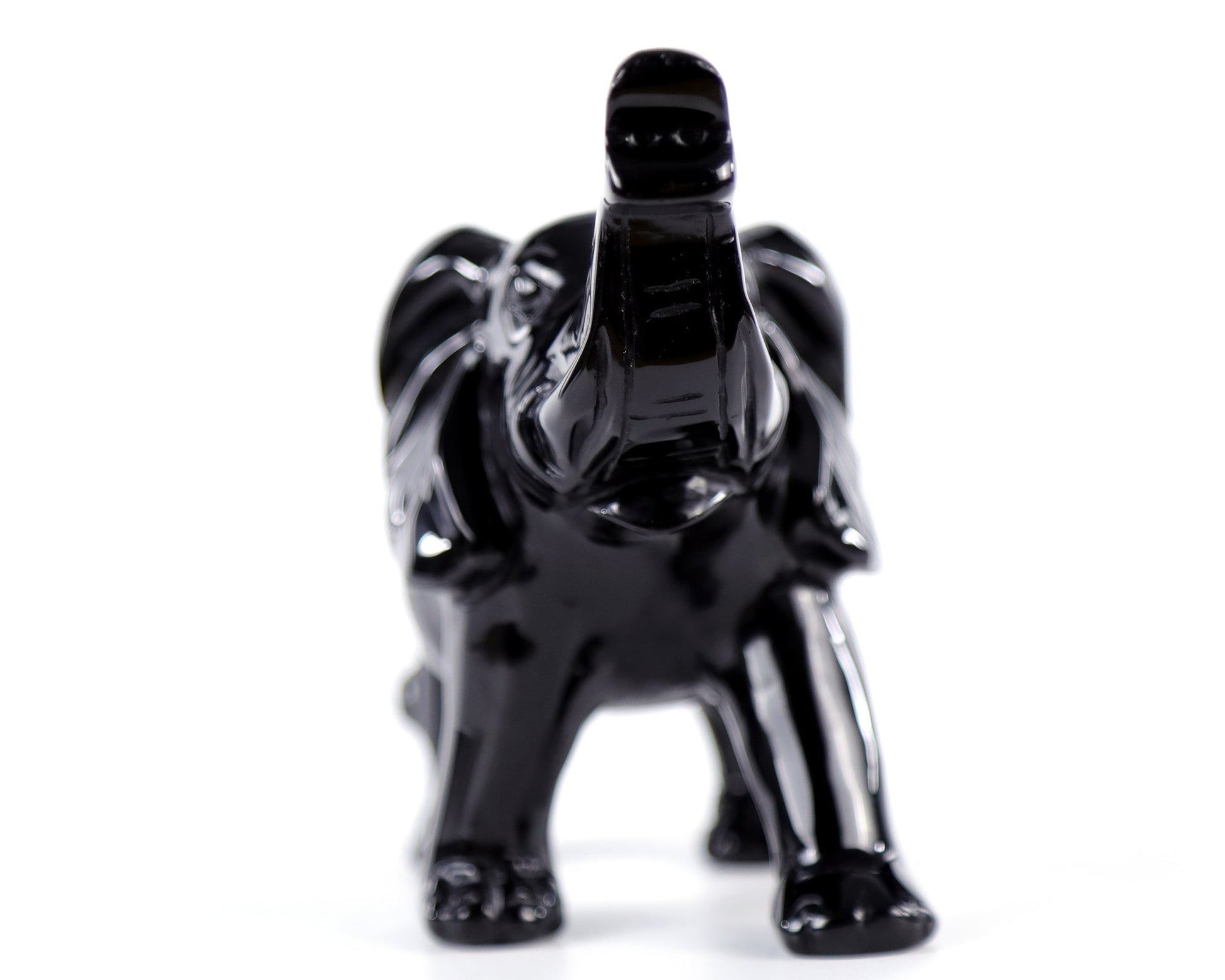 Nicedony 5.2" Black Obsidian Hand Carved Crystal Elephant Sculpture - View 11