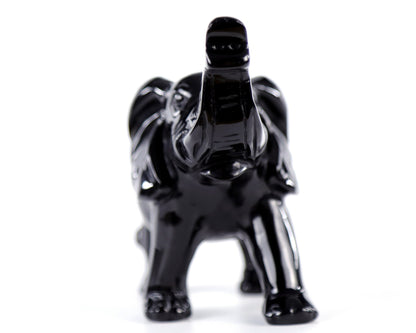 Nicedony 5.2" Black Obsidian Hand Carved Crystal Elephant Sculpture - View 11