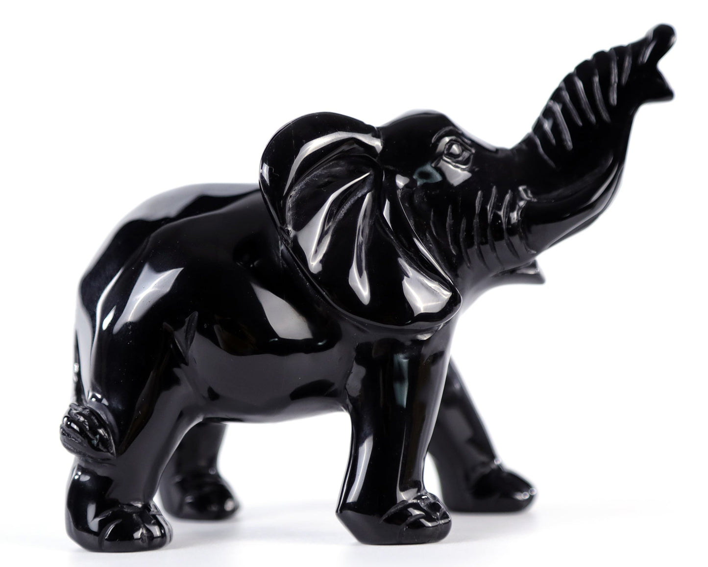 Nicedony 5.2" Black Obsidian Hand Carved Crystal Elephant Sculpture - View 7