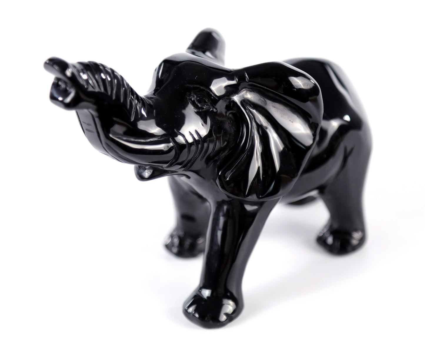 Nicedony 5.2" Black Obsidian Hand Carved Crystal Elephant Sculpture - View 5