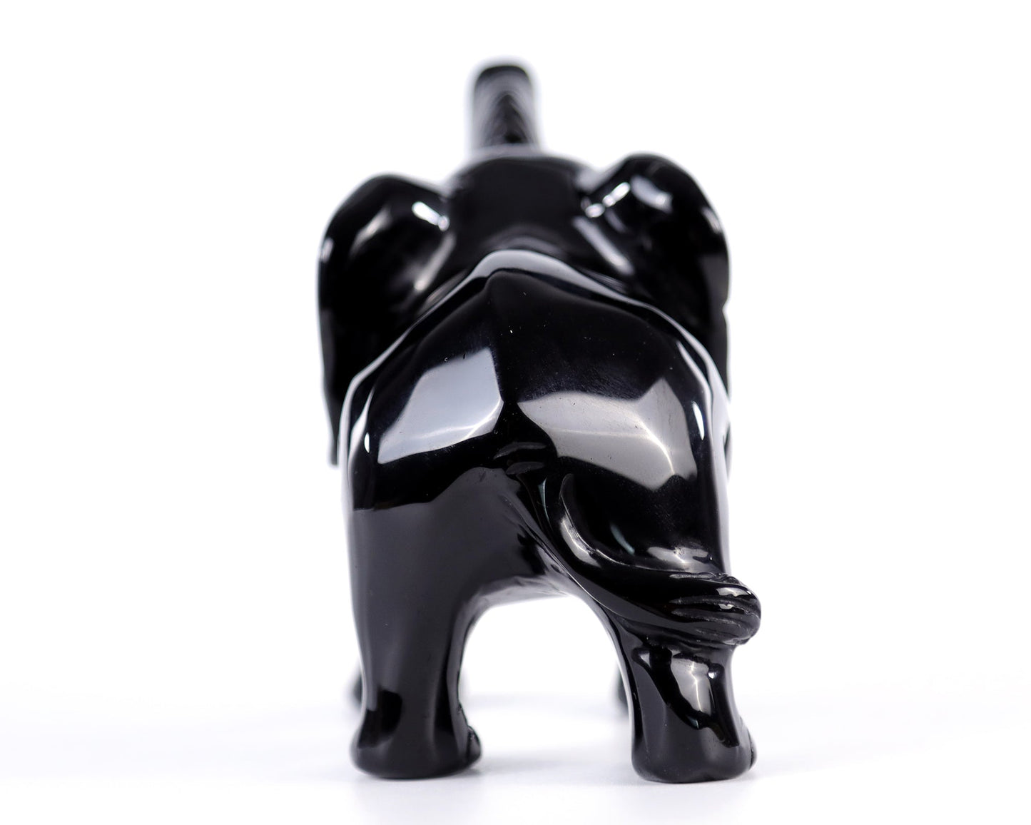 Nicedony 5.2" Black Obsidian Hand Carved Crystal Elephant Sculpture - View 8