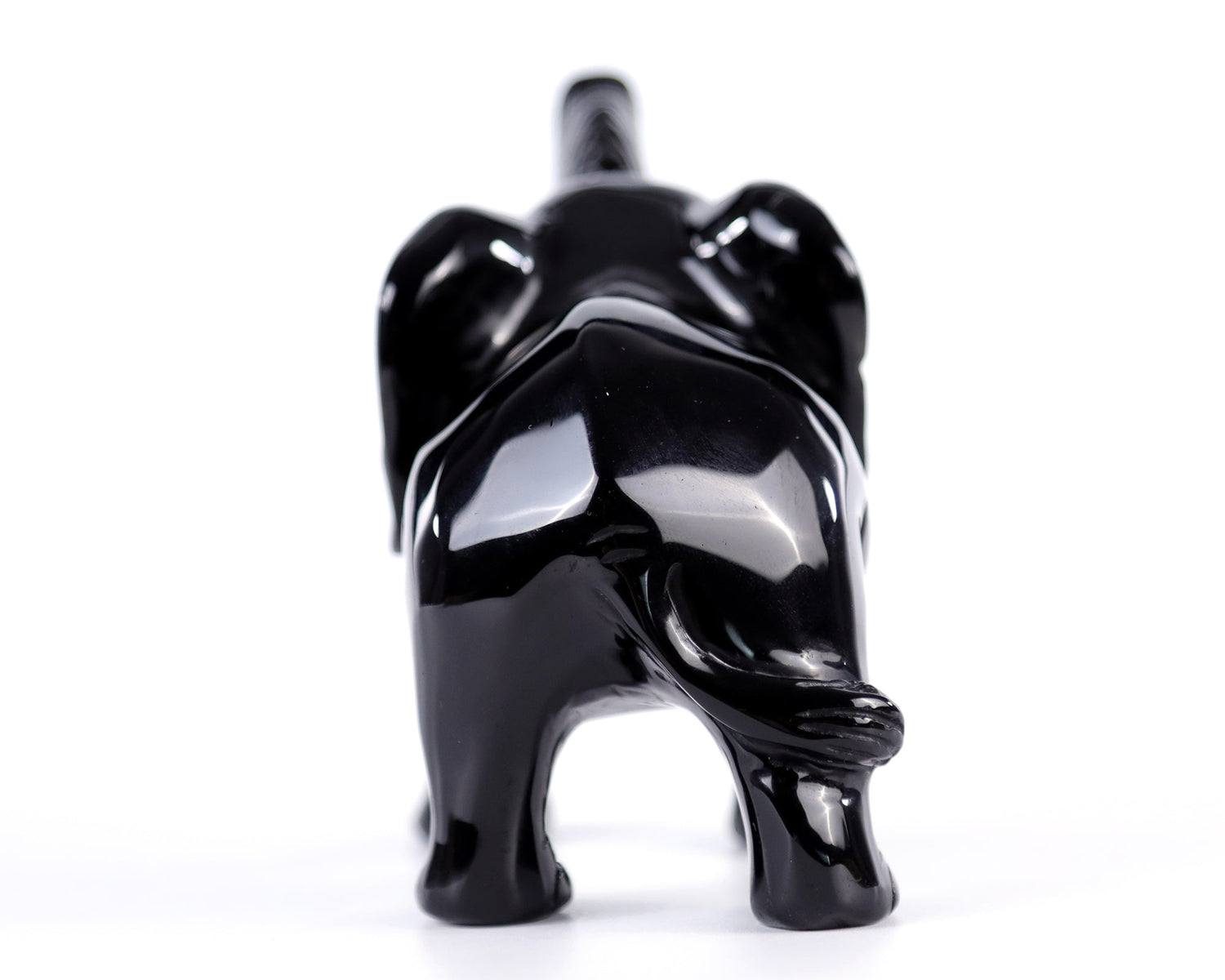 Nicedony 5.2" Black Obsidian Hand Carved Crystal Elephant Sculpture (SKU: 4100002) - Photo 8