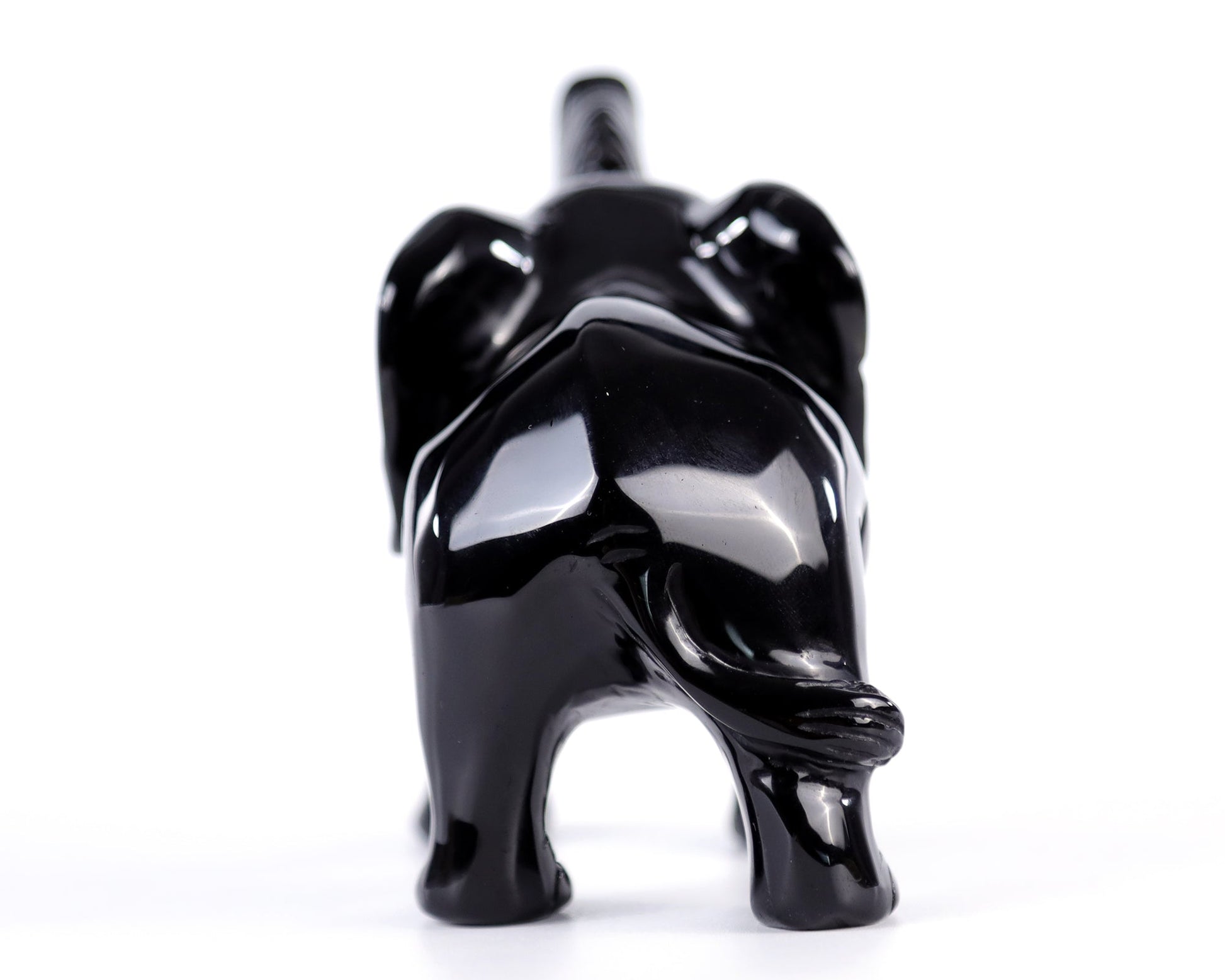 Nicedony 5.2" Black Obsidian Hand Carved Crystal Elephant Sculpture - View 8